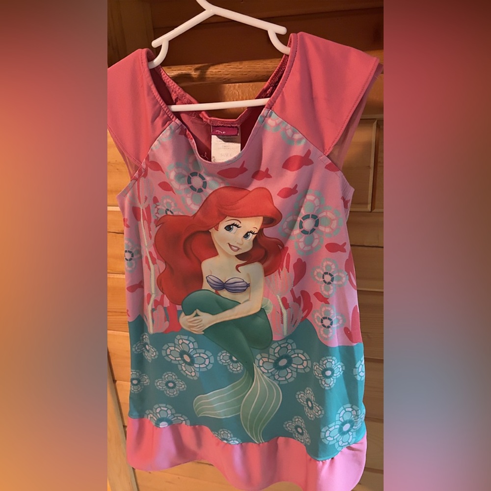 Disney Princess Ariel Nightgown Girls Size 6 – Pink & Teal Mermaid Sleepwear